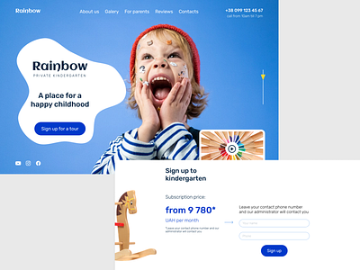 Desktop UI design: landing page kindergarten child children design kindergarten landing page school ui ux web design