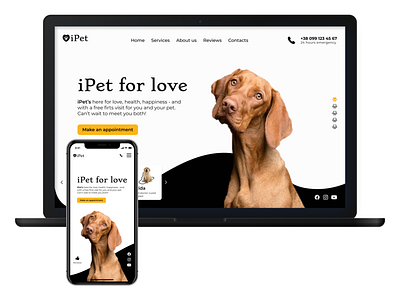 Web design: landing page desktop and mob version for vet clinic clinic design desktop landing page mobile pets ui ux vet