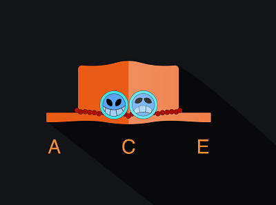 Ace Hat anime design flat hat icon illustration minimalistic one piece simple design vector