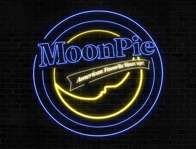MoonPie chocolate design flat illustration neon sign snack sweet vector