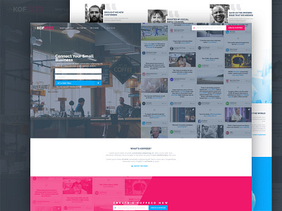 Koffeed | Landing Page branding design landing page overlay social wall tweet wall ui ux web