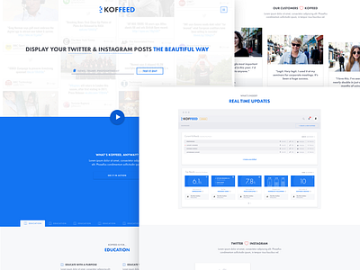 Koffeed Rebranding analytics branding dashboard instagram landing page signup social twitter ui ux wall