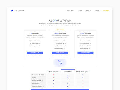 Pricing page - Auto Adwords comparison design material pricing product ui ux