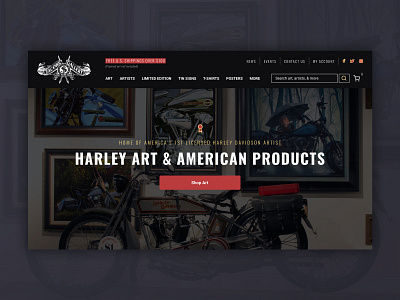 1st Official Harley Davidson Artist | Ecommerce branding design ecommerce ui ux web website