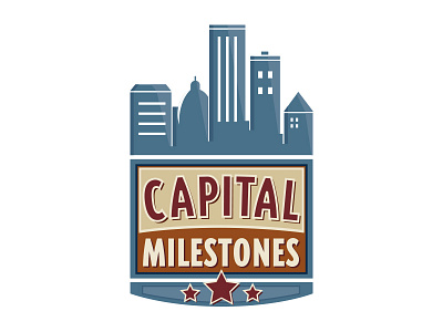 Capital Milestones buildings city illustration illustrator logo retro skyline stars tallahassee town vector