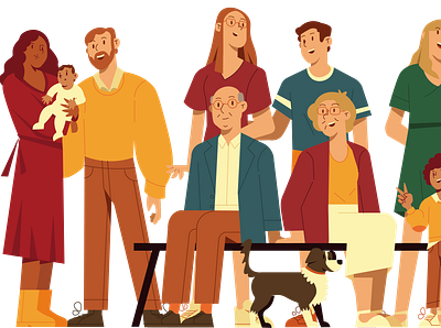 Family photo °1 character design children color digital2d dog family flat illustration vector illustration