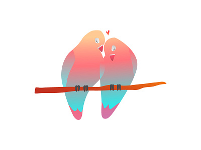 lovebirds animal art artwork bird colorful gradients illustration love pink simple tropical