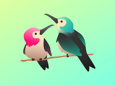 little chums 365project animal art bird colorful dailydesign gradients hummingbird illustration simple tropical vector