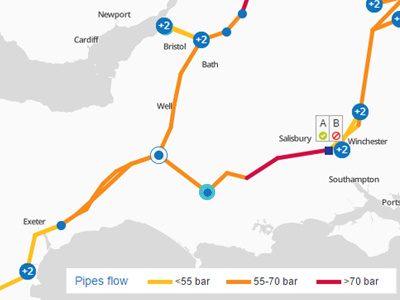 Gas network map for National Grid