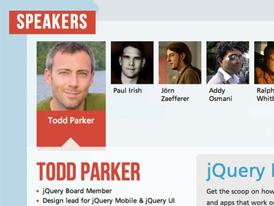 jQuery Conference - speakers blue conference interface jquery menu navigation orange photos programme speakers ui website