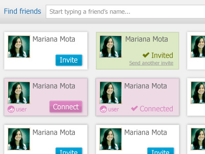 Invite via Facebook connect facebook find friends invite list ui users