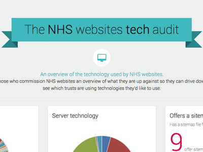 NHS Tech Audit website (NHS Hack Day Oxford) graphs hackday icon ribbon website