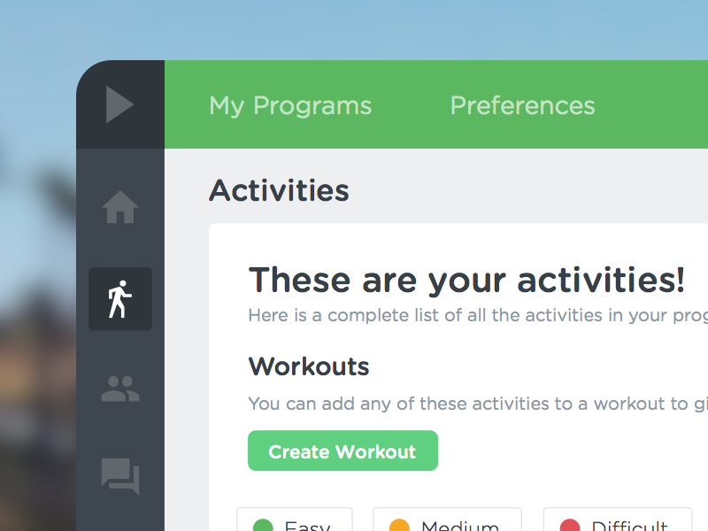 Workout Activity Library user interface admin interface dashboard web flat workout activity library search filter redesign startup