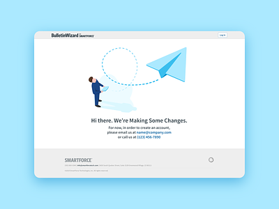 BulletinWizard contact us airplane blue contact contact page contact us contactus design fly flying illustration paper airplane paper plane person perspective plane ui ui design ui ux design vector web app