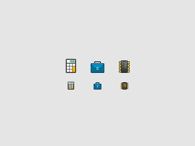Calculator, Briefcase, Memory icons