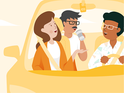 Happy carpoolers carpool carpooling commute illustration