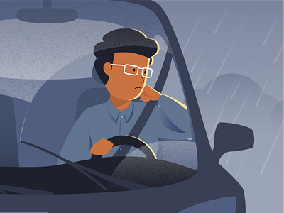 Sad commuter carpool carpooling commute illustration