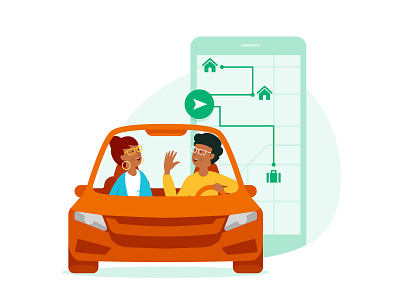 Enjoy The Trip carpool carpooling driver illustration illustrator map rider trip