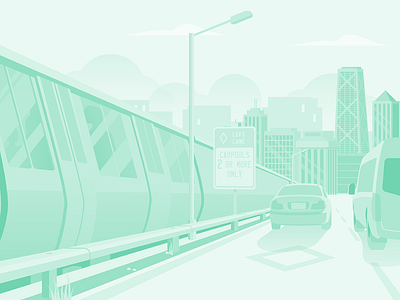 Commute to city carpool commute illustration shuttle