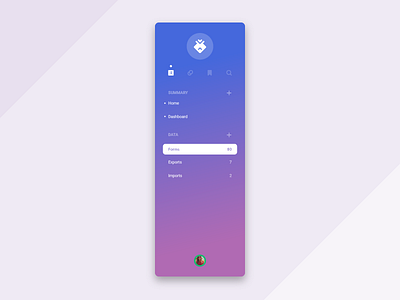 Menu explorations blue clean enterprise flat gradient menu product design purple theme web app