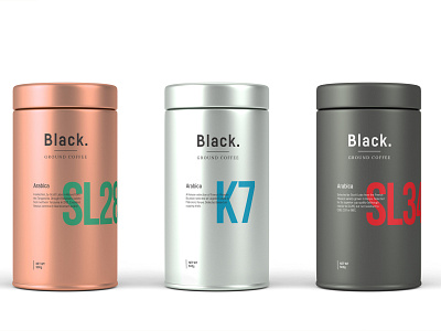 Black. Ground Coffee Cannister and Logo design coffee design ground coffee label minimalist packaging simple typography