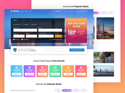 Travel Booking Site - Home Page clean design gradient home page landing page travel