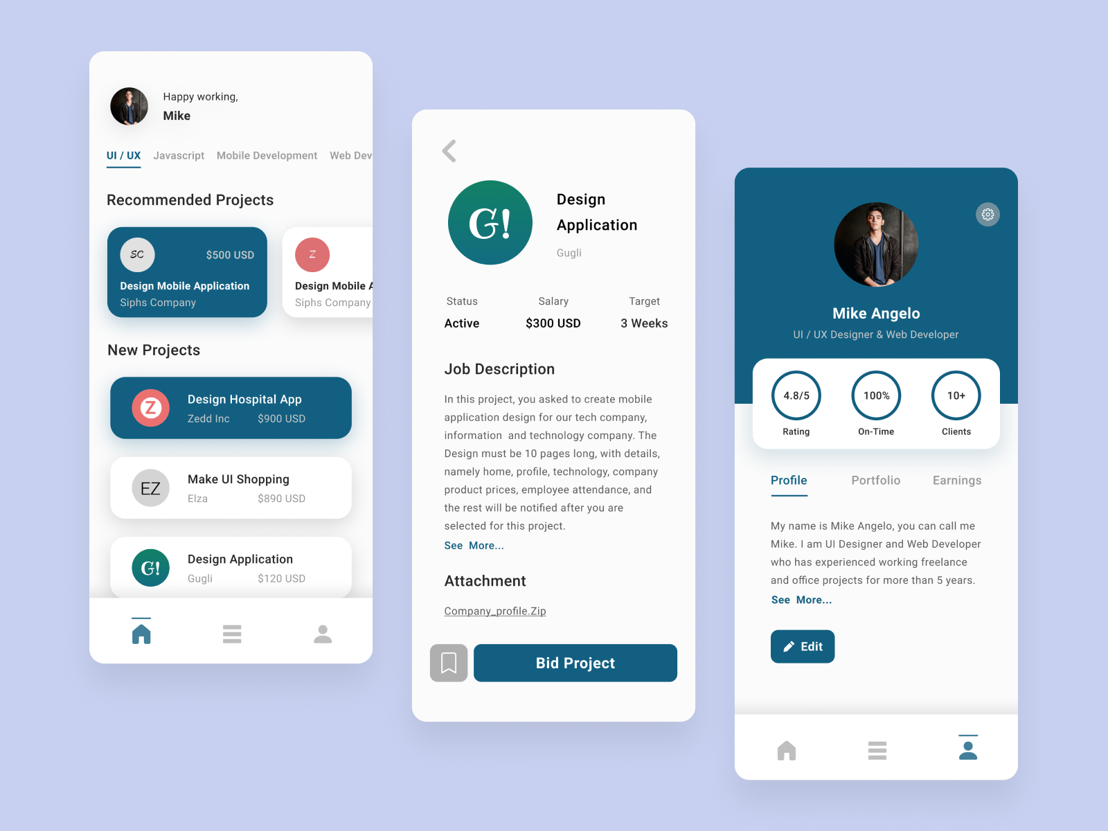 Freelanser - Freelance Job UI Kit by Achmad Zahaby on Dribbble