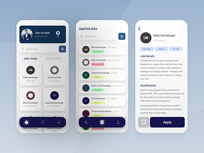 Job Search Application app concept job jobs