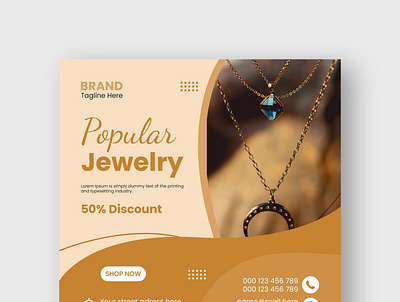 Jewelry social media post and instagram banner design gemstone