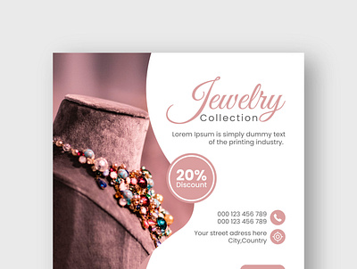 Jewelry social media post and instagram banner design gemstone
