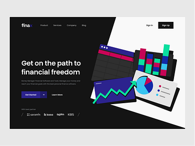 finax - Fintech SaaS Website chart fintech flat illustration landing page management minimalism retro saas simple ui ui design web website