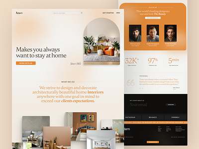 Adem - Interior Design Agency agency calm classic clean concept design gradient home house interior interior design landing page orange professional room sans serif space web design