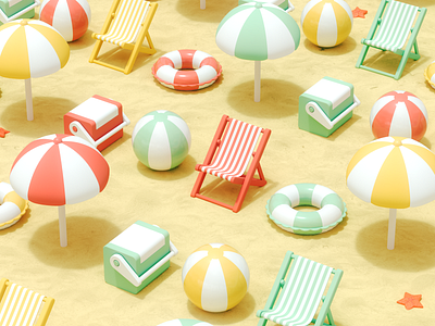 Beach day! 3d animation cgi design graphic design illustration logo vector