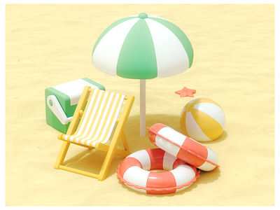 Beach day 3d cgi design graphic design illustration