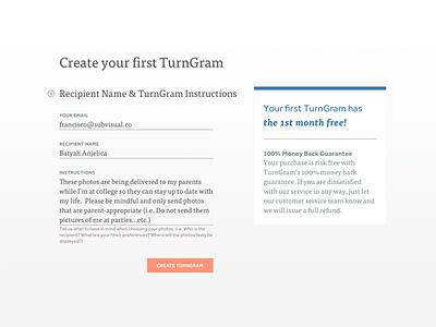 Create TurnGram Form blue color desktop form input orange product text input type typography ui