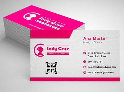 Lady Care Business Card Mockup app branding business card business card design logo maker modern logo stationery design typography ui ux vector versatile logo