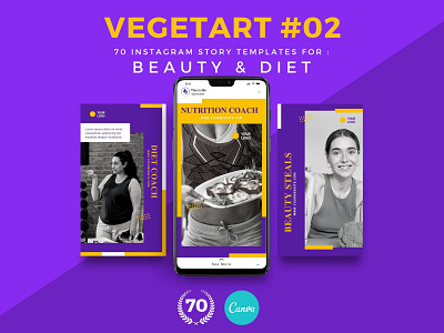 Vegetart 02 | 70 Canva Template Instagram Story - Beauty & Diet