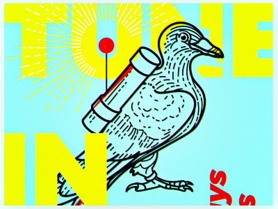 Tune In carrier engraving icon illustration pigeon rebound
