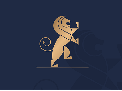 Roar gold heraldry lion navy