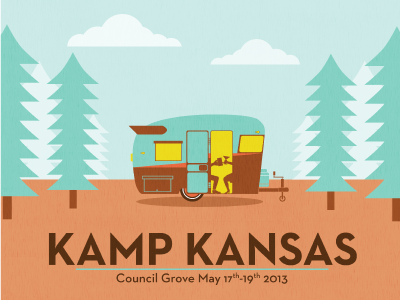 Kamp Kansas camp camper mid century trailer vector