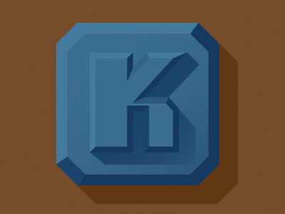 K blue chiseled k typography
