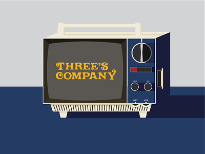 Three's Company illustration portable tv tv vintage