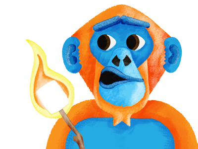 Bonobo ape fire marshmallow orange skillshare texture
