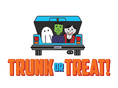 Trunk or Treat frankenstein ghost halloween kids scary vampire vecotr