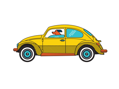 Volkstober- beetle cross hatching dog vector volkswagen