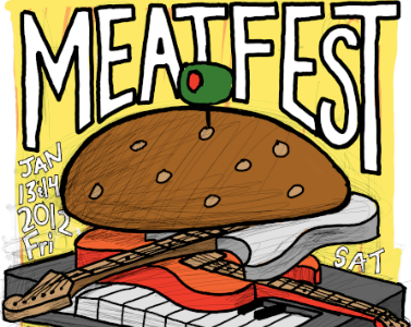 Meatfest 2012 guitars illustration meat poster