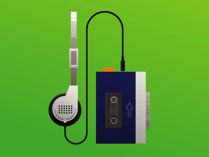 Walkman aftereffect cassette tape having fun illustrator simple animation walkman