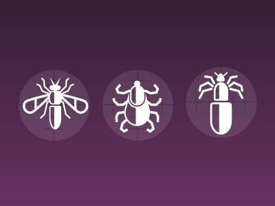 Bug Icons bugs geometrical icon insects purple vector
