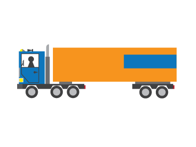 Semi Truck 18 wheeler blue lorrie orange semi truck trucker vector