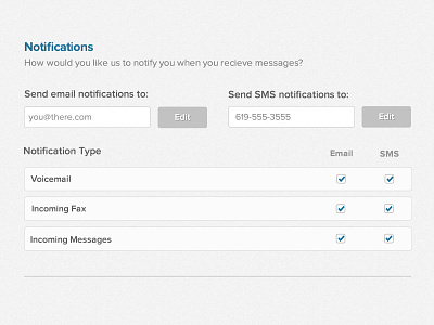 Notification Settings responsive design settings ui web app